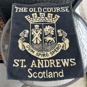 Vintage St Andrews Scotland Golf Towel The Old Course Crest Navy Gold